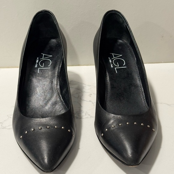 AGL Black Heels Sleek Minimalist Design - Picture 1 of 16
